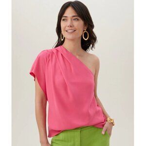 Trina Turk 'Primrose' One-Shoulder Crepe Top, Flower Child Pink